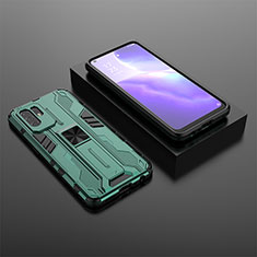 Silikon Hülle Handyhülle und Kunststoff Schutzhülle Hartschalen Tasche mit Magnetisch Ständer T02 für Oppo A94 5G Grün