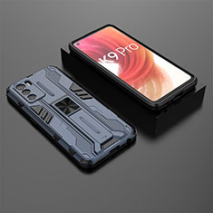 Silikon Hülle Handyhülle und Kunststoff Schutzhülle Hartschalen Tasche mit Magnetisch Ständer T02 für Oppo K9 Pro 5G Blau
