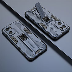Silikon Hülle Handyhülle und Kunststoff Schutzhülle Hartschalen Tasche mit Magnetisch Ständer T02 für Oppo Reno7 SE 5G Blau