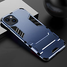 Silikon Hülle Handyhülle und Kunststoff Schutzhülle Hartschalen Tasche mit Ständer A01 für Apple iPhone 13 Mini Blau