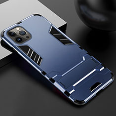 Silikon Hülle Handyhülle und Kunststoff Schutzhülle Hartschalen Tasche mit Ständer A01 für Apple iPhone 13 Pro Max Blau