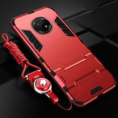 Silikon Hülle Handyhülle und Kunststoff Schutzhülle Hartschalen Tasche mit Ständer A01 für Huawei Enjoy 20 Plus 5G Rot