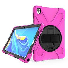 Silikon Hülle Handyhülle und Kunststoff Schutzhülle Hartschalen Tasche mit Ständer A01 für Huawei MatePad 10.8 Pink