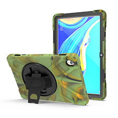 Silikon Hülle Handyhülle und Kunststoff Schutzhülle Hartschalen Tasche mit Ständer A01 für Huawei MediaPad M6 10.8 Armee-Grün