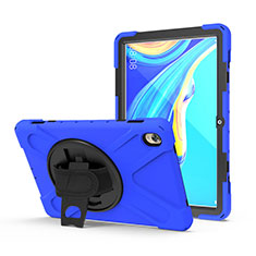 Silikon Hülle Handyhülle und Kunststoff Schutzhülle Hartschalen Tasche mit Ständer A01 für Huawei MediaPad M6 10.8 Blau