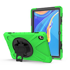 Silikon Hülle Handyhülle und Kunststoff Schutzhülle Hartschalen Tasche mit Ständer A01 für Huawei MediaPad M6 10.8 Grün