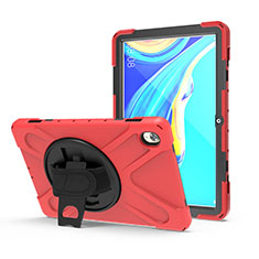 Silikon Hülle Handyhülle und Kunststoff Schutzhülle Hartschalen Tasche mit Ständer A01 für Huawei MediaPad M6 10.8 Rot
