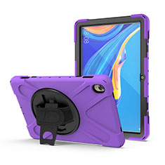 Silikon Hülle Handyhülle und Kunststoff Schutzhülle Hartschalen Tasche mit Ständer A01 für Huawei MediaPad M6 10.8 Violett