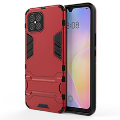 Silikon Hülle Handyhülle und Kunststoff Schutzhülle Hartschalen Tasche mit Ständer A01 für Huawei Nova 8 SE 5G Rot