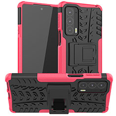 Silikon Hülle Handyhülle und Kunststoff Schutzhülle Hartschalen Tasche mit Ständer A01 für Motorola Moto Edge 20 5G Pink