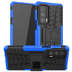 Silikon Hülle Handyhülle und Kunststoff Schutzhülle Hartschalen Tasche mit Ständer A01 für Motorola Moto Edge 20 Pro 5G Blau