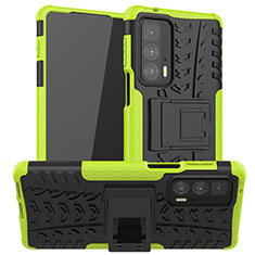 Silikon Hülle Handyhülle und Kunststoff Schutzhülle Hartschalen Tasche mit Ständer A01 für Motorola Moto Edge 20 Pro 5G Grün