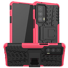 Silikon Hülle Handyhülle und Kunststoff Schutzhülle Hartschalen Tasche mit Ständer A01 für Motorola Moto Edge 20 Pro 5G Pink