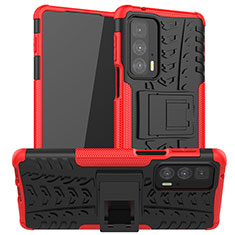 Silikon Hülle Handyhülle und Kunststoff Schutzhülle Hartschalen Tasche mit Ständer A01 für Motorola Moto Edge 20 Pro 5G Rot