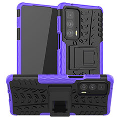 Silikon Hülle Handyhülle und Kunststoff Schutzhülle Hartschalen Tasche mit Ständer A01 für Motorola Moto Edge 20 Pro 5G Violett