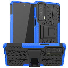 Silikon Hülle Handyhülle und Kunststoff Schutzhülle Hartschalen Tasche mit Ständer A01 für Motorola Moto Edge Lite 5G Blau