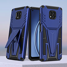 Silikon Hülle Handyhülle und Kunststoff Schutzhülle Hartschalen Tasche mit Ständer A01 für Motorola Moto G Power (2021) Blau