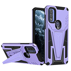 Silikon Hülle Handyhülle und Kunststoff Schutzhülle Hartschalen Tasche mit Ständer A01 für Motorola Moto G Pure Violett