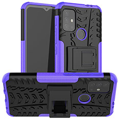 Silikon Hülle Handyhülle und Kunststoff Schutzhülle Hartschalen Tasche mit Ständer A01 für Motorola Moto G10 Power Violett