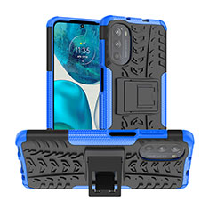 Silikon Hülle Handyhülle und Kunststoff Schutzhülle Hartschalen Tasche mit Ständer A01 für Motorola MOTO G52 Blau