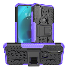 Silikon Hülle Handyhülle und Kunststoff Schutzhülle Hartschalen Tasche mit Ständer A01 für Motorola Moto G71 5G Violett