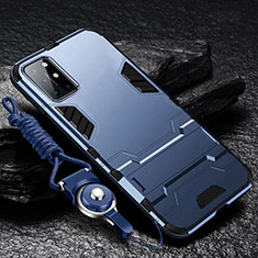 Silikon Hülle Handyhülle und Kunststoff Schutzhülle Hartschalen Tasche mit Ständer A01 für OnePlus 8T 5G Blau