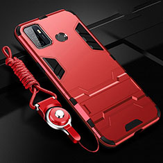 Silikon Hülle Handyhülle und Kunststoff Schutzhülle Hartschalen Tasche mit Ständer A01 für Oppo A53 Rot