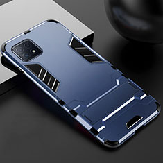 Silikon Hülle Handyhülle und Kunststoff Schutzhülle Hartschalen Tasche mit Ständer A01 für Oppo A72 5G Blau