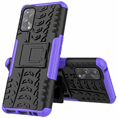 Silikon Hülle Handyhülle und Kunststoff Schutzhülle Hartschalen Tasche mit Ständer A01 für Realme 7 Pro Violett
