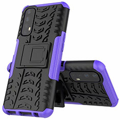 Silikon Hülle Handyhülle und Kunststoff Schutzhülle Hartschalen Tasche mit Ständer A01 für Realme Narzo 20 Pro Violett