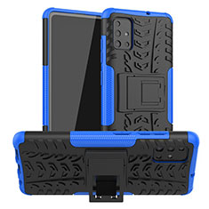 Silikon Hülle Handyhülle und Kunststoff Schutzhülle Hartschalen Tasche mit Ständer A01 für Samsung Galaxy A51 5G Blau