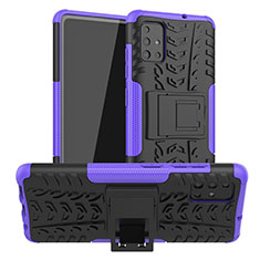 Silikon Hülle Handyhülle und Kunststoff Schutzhülle Hartschalen Tasche mit Ständer A01 für Samsung Galaxy A51 5G Violett