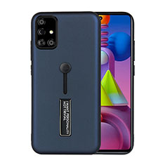 Silikon Hülle Handyhülle und Kunststoff Schutzhülle Hartschalen Tasche mit Ständer A01 für Samsung Galaxy M51 Blau