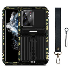 Silikon Hülle Handyhülle und Kunststoff Schutzhülle Hartschalen Tasche mit Ständer A01 für Samsung Galaxy S22 Ultra 5G Plusfarbig