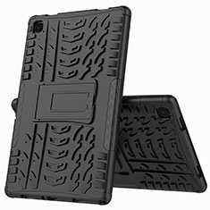 Silikon Hülle Handyhülle und Kunststoff Schutzhülle Hartschalen Tasche mit Ständer A01 für Samsung Galaxy Tab A7 4G 10.4 SM-T505 Schwarz