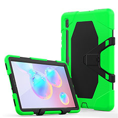 Silikon Hülle Handyhülle und Kunststoff Schutzhülle Hartschalen Tasche mit Ständer A01 für Samsung Galaxy Tab S6 10.5 SM-T860 Grün