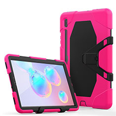 Silikon Hülle Handyhülle und Kunststoff Schutzhülle Hartschalen Tasche mit Ständer A01 für Samsung Galaxy Tab S6 10.5 SM-T860 Pink
