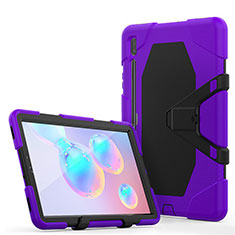 Silikon Hülle Handyhülle und Kunststoff Schutzhülle Hartschalen Tasche mit Ständer A01 für Samsung Galaxy Tab S6 10.5 SM-T860 Violett