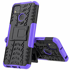 Silikon Hülle Handyhülle und Kunststoff Schutzhülle Hartschalen Tasche mit Ständer A01 für Xiaomi Redmi 10A 4G Violett