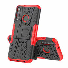 Silikon Hülle Handyhülle und Kunststoff Schutzhülle Hartschalen Tasche mit Ständer A02 für Huawei Honor 9C Rot