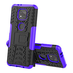 Silikon Hülle Handyhülle und Kunststoff Schutzhülle Hartschalen Tasche mit Ständer A02 für Motorola Moto G Power (2021) Violett