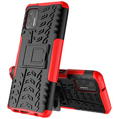 Silikon Hülle Handyhülle und Kunststoff Schutzhülle Hartschalen Tasche mit Ständer A02 für Motorola Moto G Stylus (2021) Rot