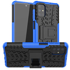 Silikon Hülle Handyhülle und Kunststoff Schutzhülle Hartschalen Tasche mit Ständer A02 für Samsung Galaxy M51 Blau