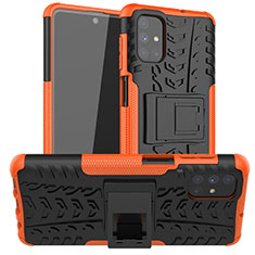 Silikon Hülle Handyhülle und Kunststoff Schutzhülle Hartschalen Tasche mit Ständer A02 für Samsung Galaxy M51 Orange