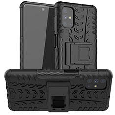 Silikon Hülle Handyhülle und Kunststoff Schutzhülle Hartschalen Tasche mit Ständer A02 für Samsung Galaxy M51 Schwarz