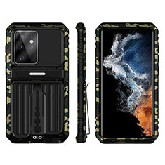 Silikon Hülle Handyhülle und Kunststoff Schutzhülle Hartschalen Tasche mit Ständer A02 für Samsung Galaxy S23 Ultra 5G Plusfarbig