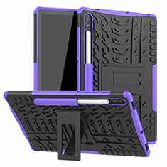 Silikon Hülle Handyhülle und Kunststoff Schutzhülle Hartschalen Tasche mit Ständer A02 für Samsung Galaxy Tab S6 10.5 SM-T860 Violett