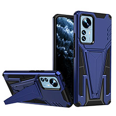 Silikon Hülle Handyhülle und Kunststoff Schutzhülle Hartschalen Tasche mit Ständer A02 für Xiaomi Mi 12X 5G Blau