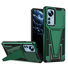 Silikon Hülle Handyhülle und Kunststoff Schutzhülle Hartschalen Tasche mit Ständer A02 für Xiaomi Mi 12X 5G Grün