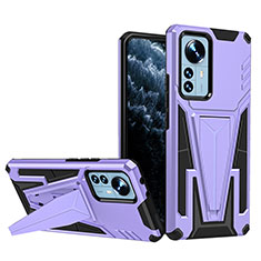Silikon Hülle Handyhülle und Kunststoff Schutzhülle Hartschalen Tasche mit Ständer A02 für Xiaomi Mi 12X 5G Violett